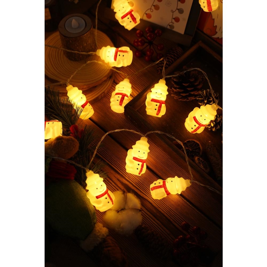 LED reťaz 20xLED/3xAA/teplá biela 3,3 m snehuliaci