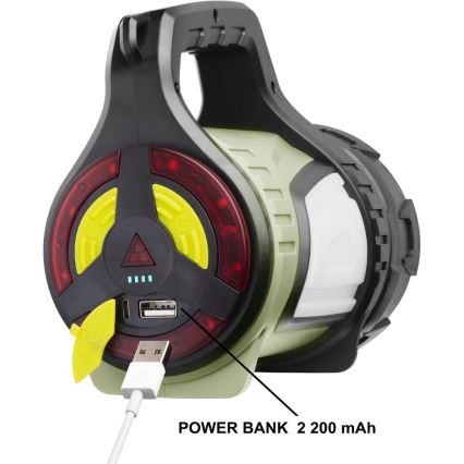 Retlux - LED Stm. vonkajšia nabíjacia baterka s powerbankou LED/21W/4400 mAh IP44