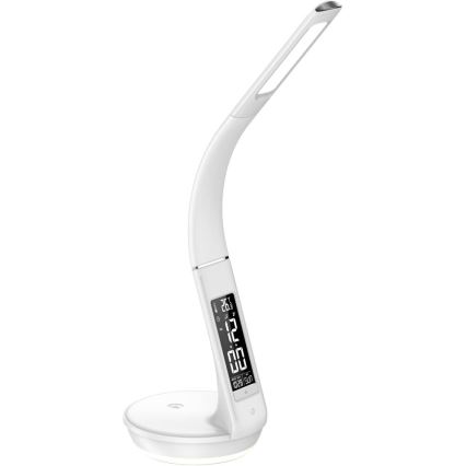 LED Stmievateľná stolná lampa s bezdrôtovým nabíjaním Qi 5W a displejom LED/6W/230V 3000/4000/6000K biela