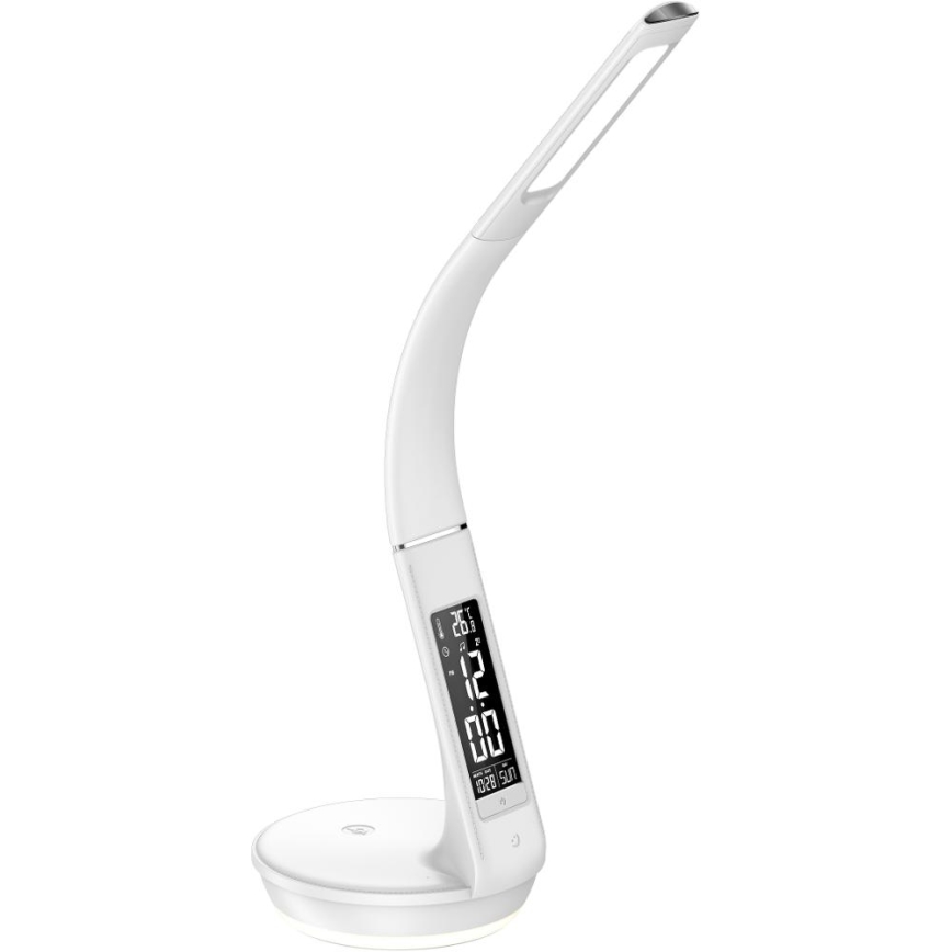 LED Stmievateľná stolná lampa s bezdrôtovým nabíjaním Qi 5W a displejom LED/6W/230V 3000/4000/6000K biela