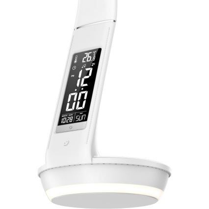 LED Stmievateľná stolná lampa s bezdrôtovým nabíjaním Qi 5W a displejom LED/6W/230V 3000/4000/6000K biela