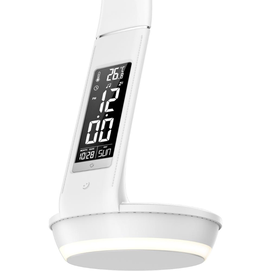 LED Stmievateľná stolná lampa s bezdrôtovým nabíjaním Qi 5W a displejom LED/6W/230V 3000/4000/6000K biela