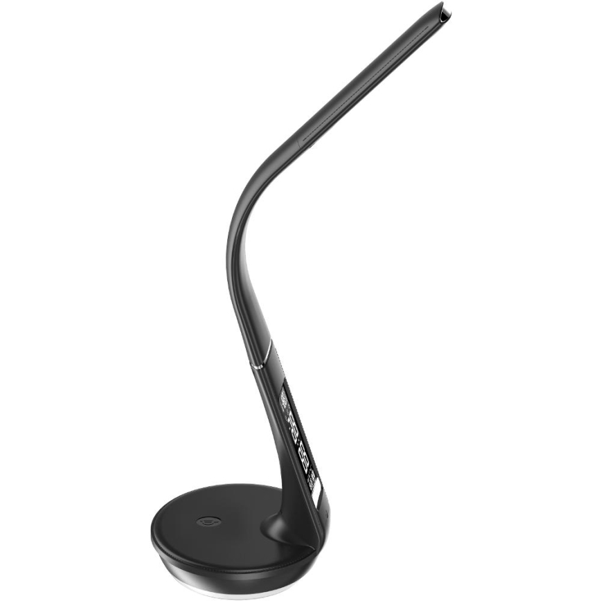 LED Stmievateľná stolná lampa s bezdrôtovým nabíjaním Qi 5W a displejom LED/6W/230V 3000/4000/6000K čierna