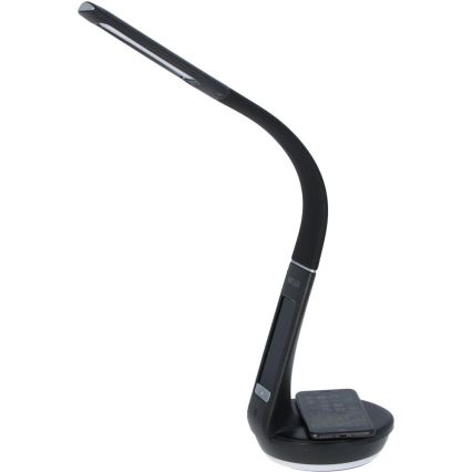 LED Stmievateľná stolná lampa s bezdrôtovým nabíjaním Qi 5W a displejom LED/6W/230V 3000/4000/6000K čierna