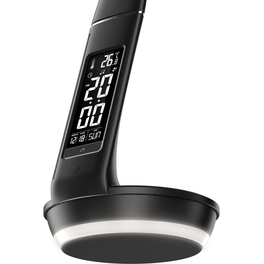 LED Stmievateľná stolná lampa s bezdrôtovým nabíjaním Qi 5W a displejom LED/6W/230V 3000/4000/6000K čierna