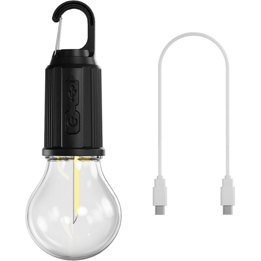 Retlux - LED Stmievateľná nabíjateľná baterka LED/0,3W/USB 400 mAh IP44 čierna
