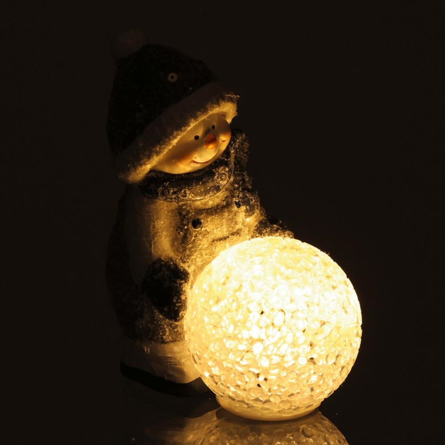 LED Vianočná dekorácia LED/2xLR44/teplá biela snehuliak s guľou