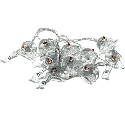 LED Vianočná reťaz 10xLED/2xAA/teplá biela 1,65m snehuliaci