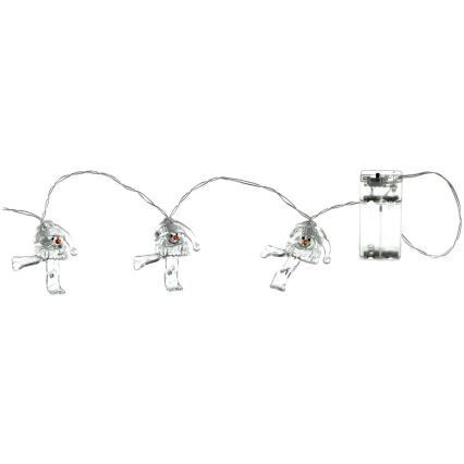 LED Vianočná reťaz 10xLED/2xAA/teplá biela 1,65m snehuliaci