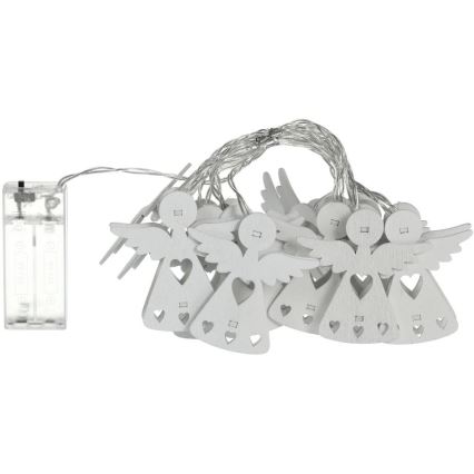 LED Vianočná reťaz 10xLED/2xAA/teplá biela 2m anjeli