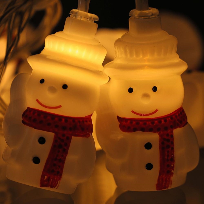 LED Vianočná reťaz 20xLED/3xAA/teplá biela 3,3m snehuliaci