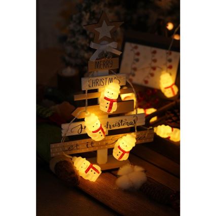 LED Vianočná reťaz 20xLED/3xAA/teplá biela 3,3m snehuliaci