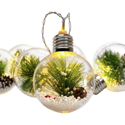 LED vianočný reťaz 10xLED/3xAAA/teplá biela 2,1m gule