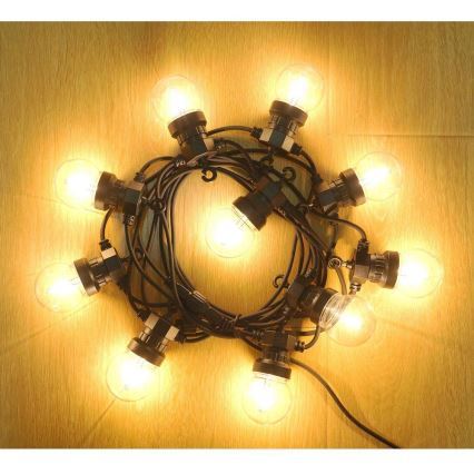 LED Vonkajšia dekoratívna reťaz GIRLANDA G45 10xE27/230V 8m IP44 teplá biela