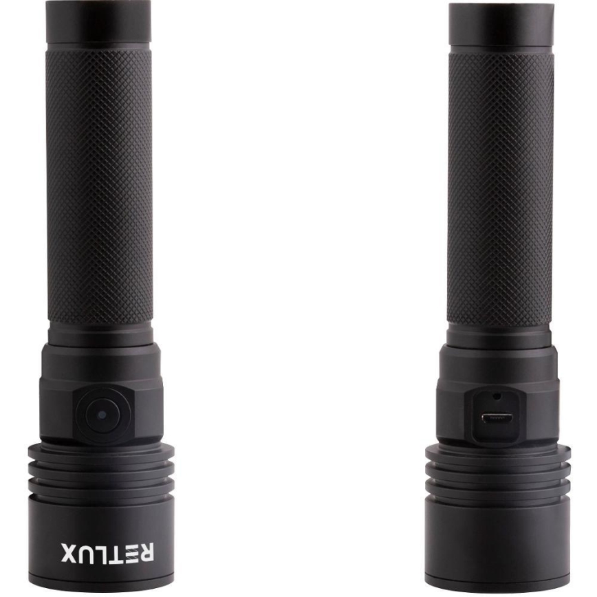 Nabíjacia hliníková LED baterka 3W/2000 mAh IPX4 čierna