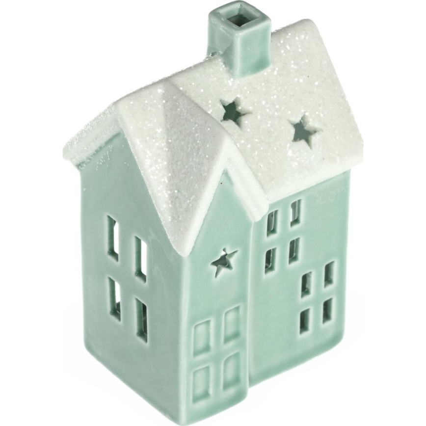 Porcelánový domček na sviečku 11,1 cm mintová
