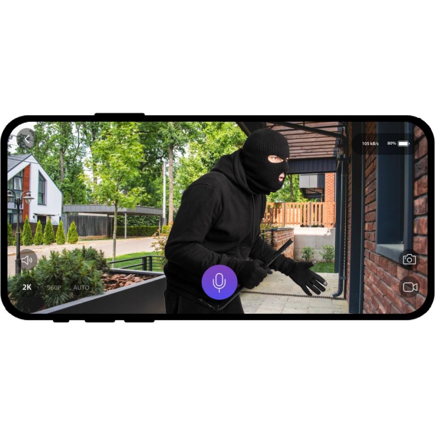 Videozvonček so senzorom pohybu 5MPx 1440p 5200 mAh Wi-Fi IP65 antracit