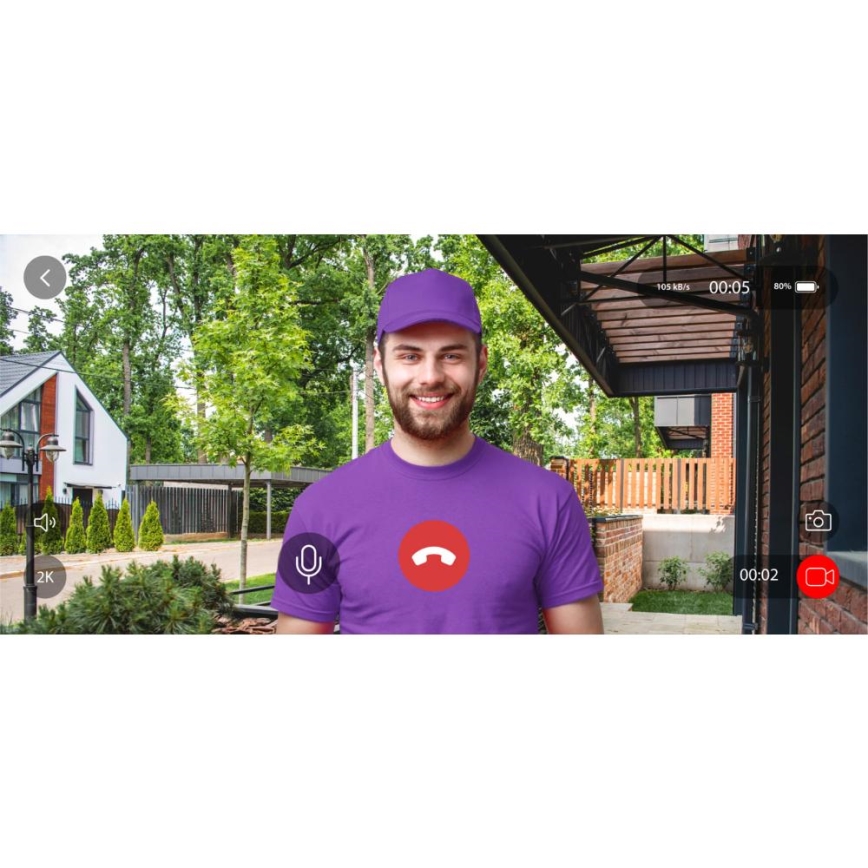 Videozvonček so senzorom pohybu 5MPx 1440p 5200 mAh Wi-Fi IP65 antracit