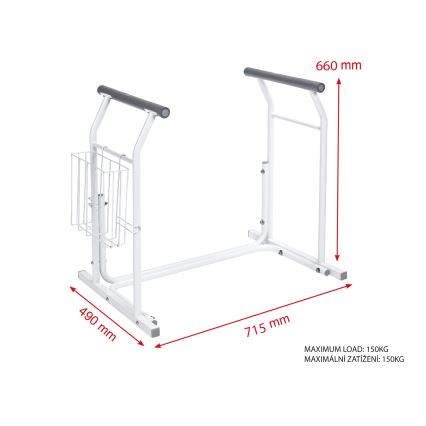 Ridder - Oporné mobilné madlá k WC 66x71,5 cm biele