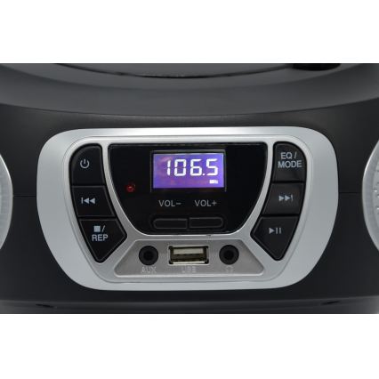 Roadstar CDR-365U/SL - Rádio s FM/PLL a USB 32W/230V/4xLR14 čierna/strieborná