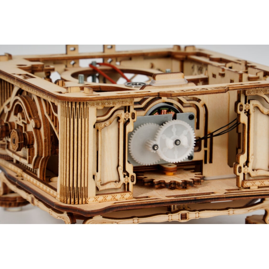 RoboTime - 3D drevenené mechanické puzzle Gramofón (ručný pohon)
