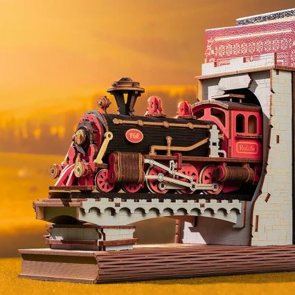 RoboTime - 3D skladačka Zarážka na knihy Historický parný vlak