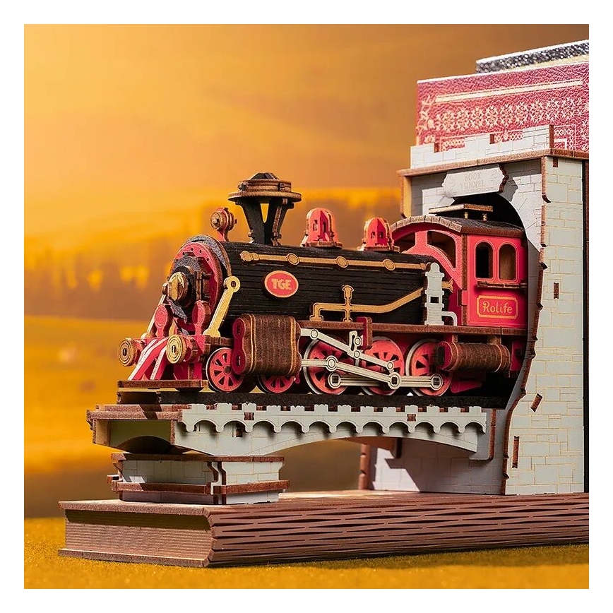 RoboTime - 3D skladačka Zarážka na knihy Historický parný vlak