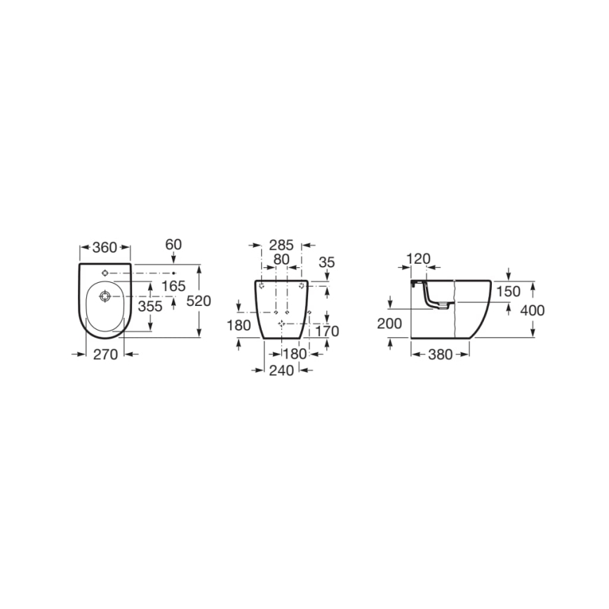 Roca A357247000 - Stojací bidet MERIDIAN keramika/biela