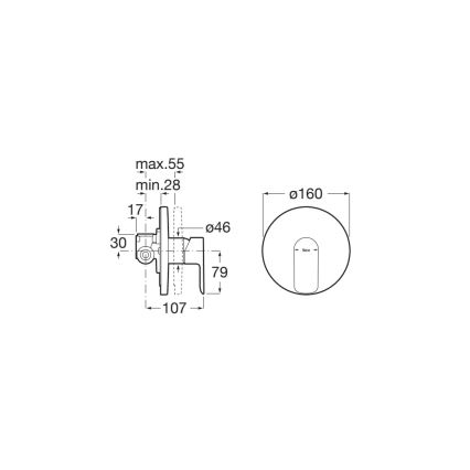Roca A5A226EC00 - Sprchová batéria pre podomietkovú inštaláciu CALA, lesklý chróm