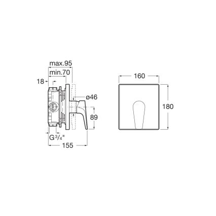 Roca A5A2B90C00 - Podomietková sprchová batéria ATLAS, lesklý chróm