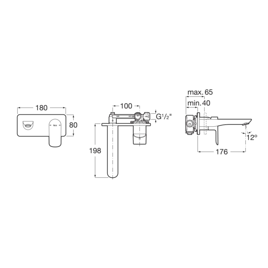 Roca A5A356EC00 - Vaňová batéria pre podomietkovú montáž CALA lesklý chróm