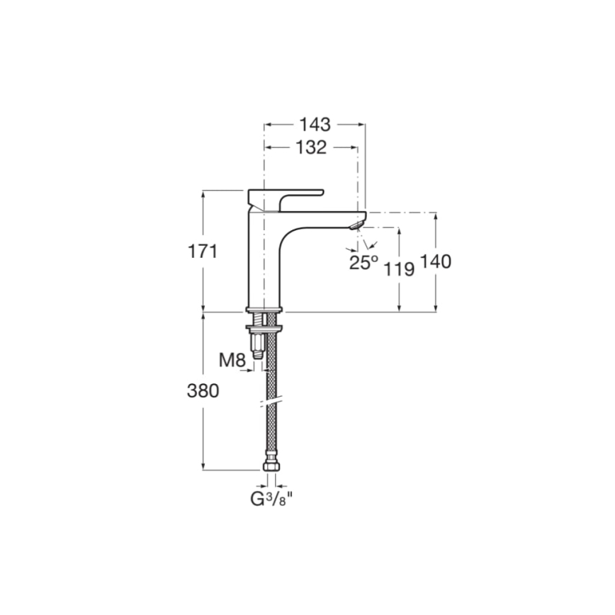 Roca A5A3B09C00 - Umývadlová batéria L20, 17,1 cm, lesklý chróm