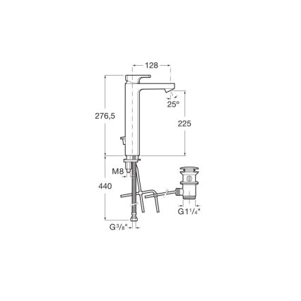 Roca A5A3G01C00 - Umývadlová batéria s odtokom L90, 27,6 cm, lesklý chróm
