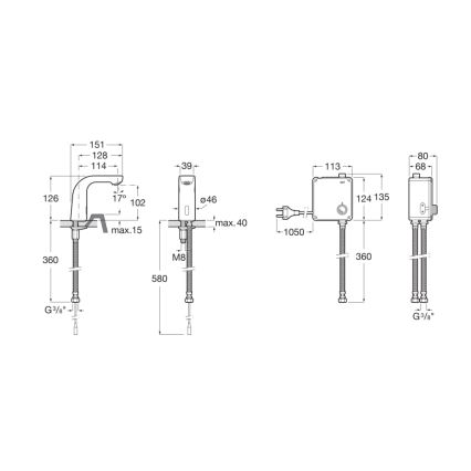 Roca A5A5509C00 - Bezdotyková umývadlová batéria L20 230V lesklý chróm
