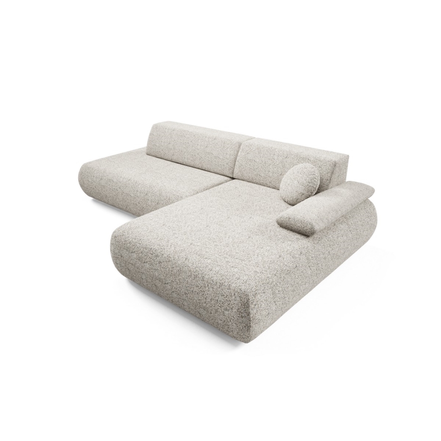 Rohová rozkladacia sedacia súprava do L s úložným priestorom PRATO pravá béžová