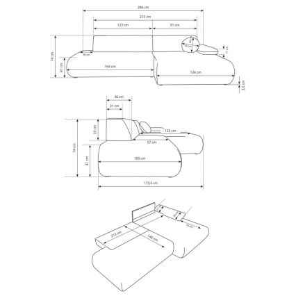 Rohová rozkladacia sedacia súprava do L s úložným priestorom PRATO pravá béžová