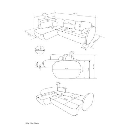 Rohová rozkladacia sedacia súprava s úložným priestorom do tvaru L OLBIA pravá béžová
