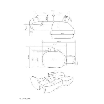 Rohová rozkladacia sedacia súprava v tvare L s úložným priestorom OLBIA, ľavé prevedenie, béžová