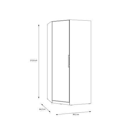 Rohová šatníková skriňa MARO 94x213 cm dub artisan