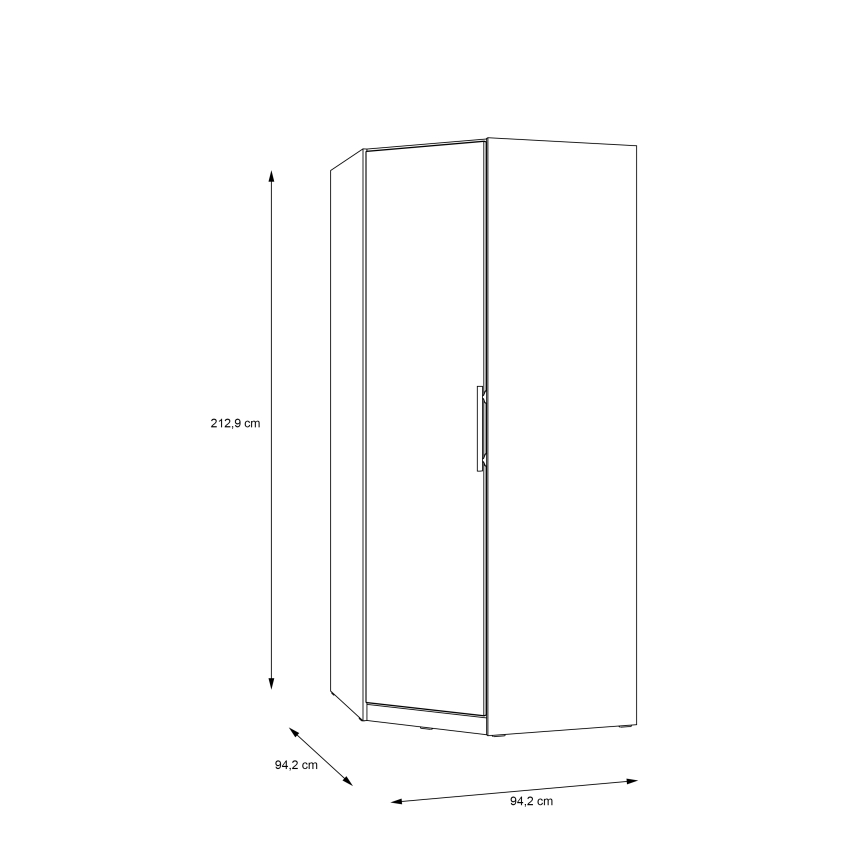 Rohová šatníková skriňa MARO 94x213 cm dub artisan