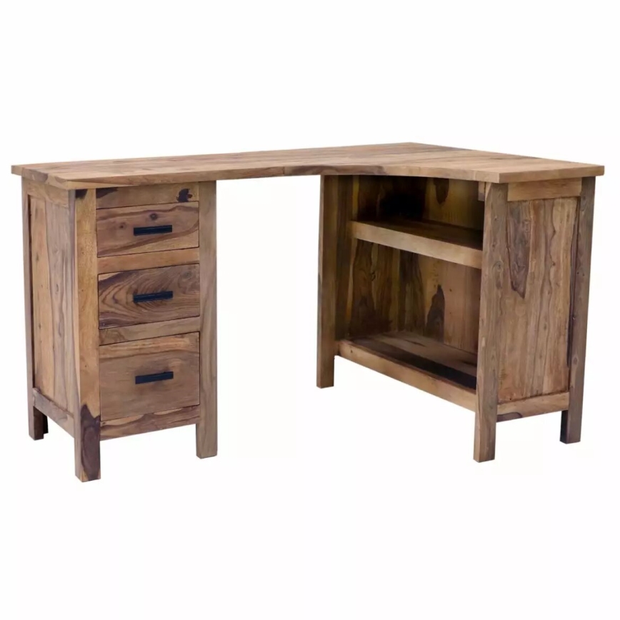 Rohový písací stôl RAMI 130x85 cm masív/palisander
