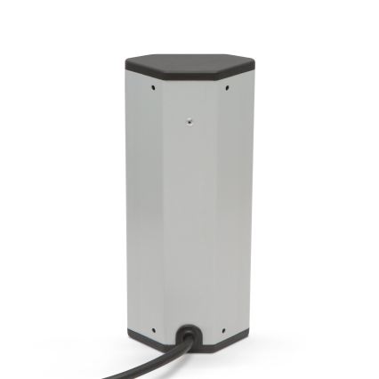 Rohový zásuvkový stĺpik 3x230V + 2xUSB-A čierna/strieborná
