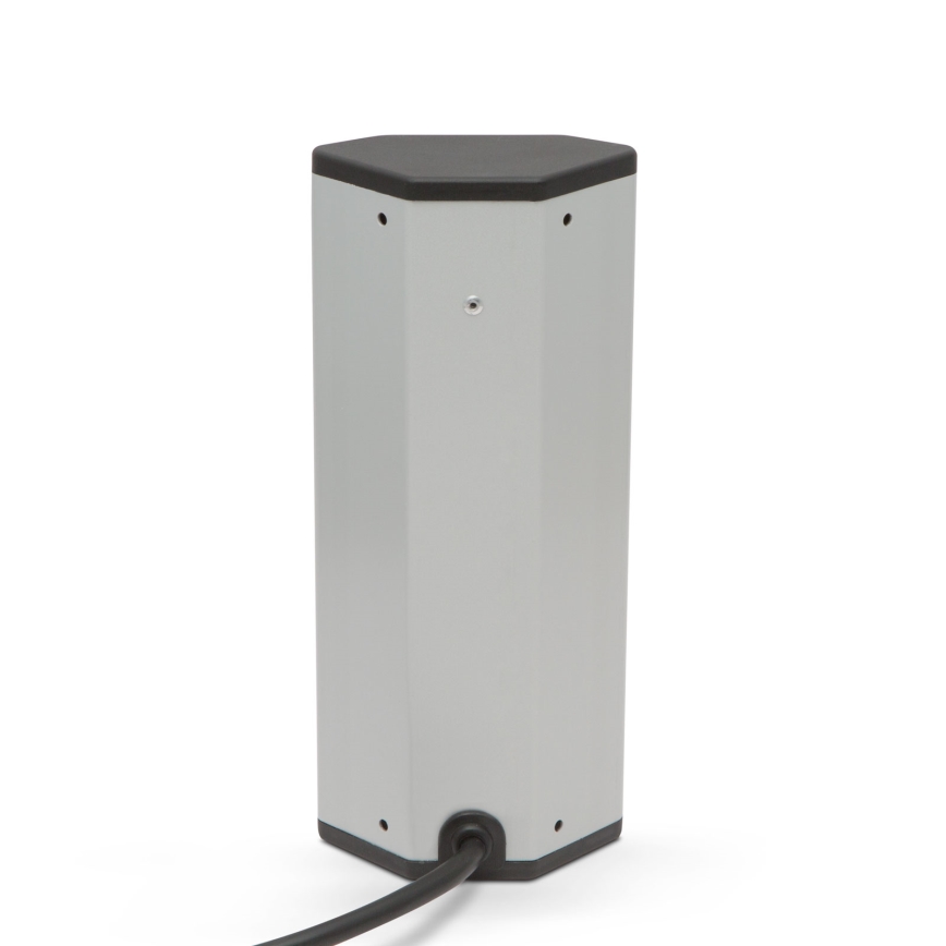 Rohový zásuvkový stĺpik 3x230V + 2xUSB-A čierna/strieborná