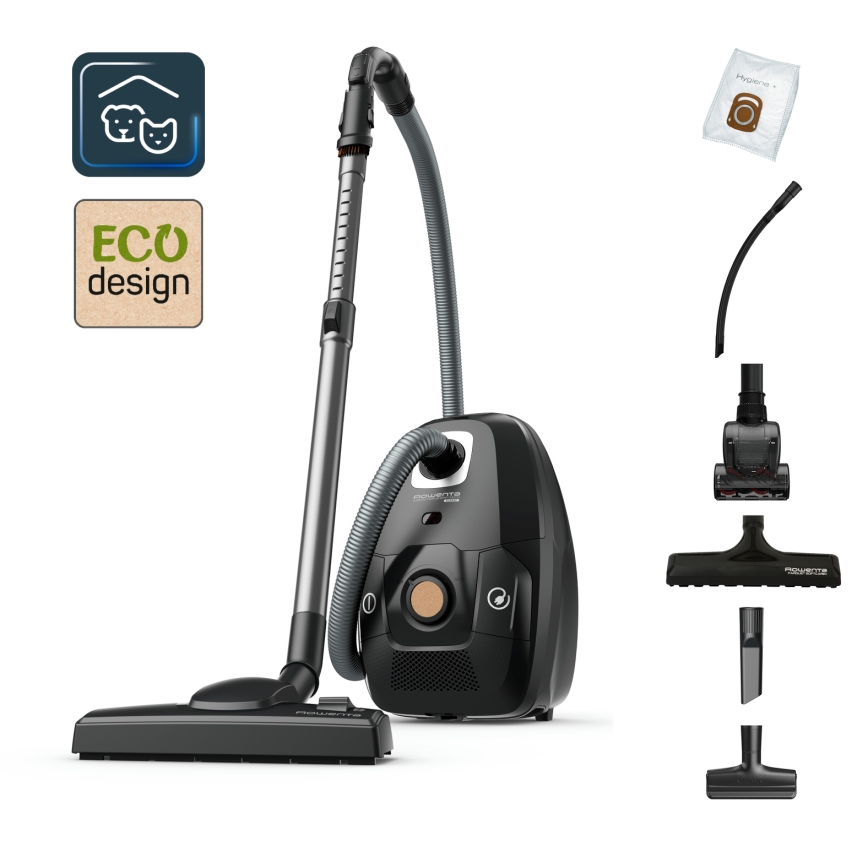 Rowenta - Sáčkový vysávač ZELENÁ FORCE EFFITECH ECO TOTAL CLEAN 400W/230V čierna