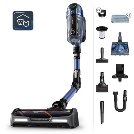 Rowenta - Tyčový vysávač s mopom X-FORCE FLEX ANIMAL AQUA AUTO 3v1 480W/32,4V 2500 mAh modrá