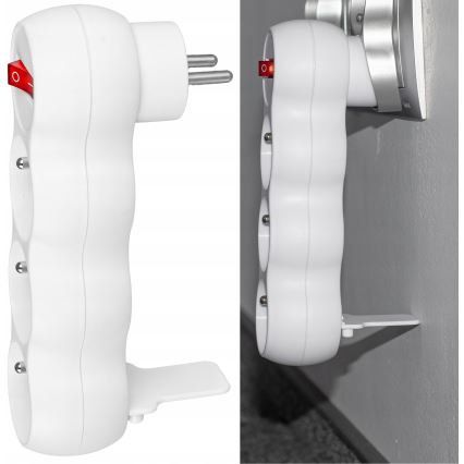 Rozbočovač zásuviek s vypínačom, 3 zásuvky