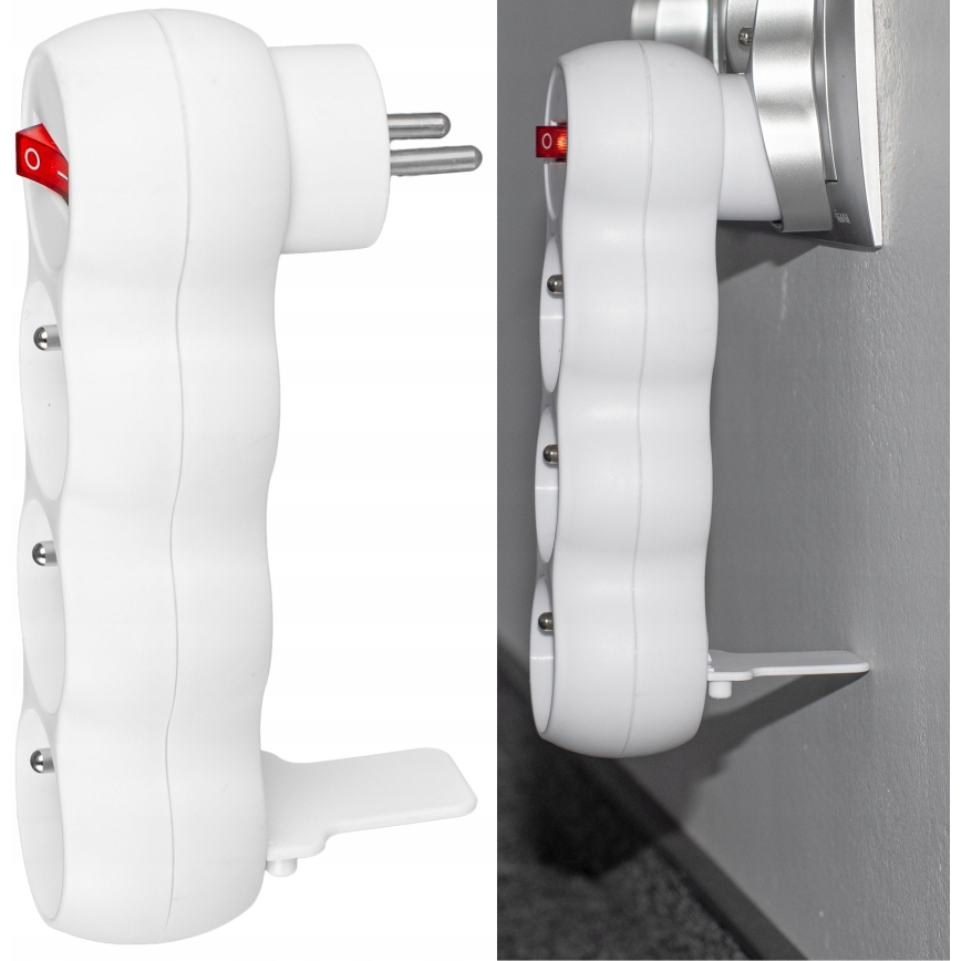 Rozbočovač zásuviek s vypínačom, 3 zásuvky