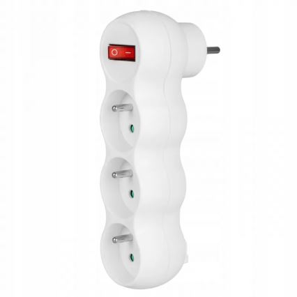 Rozbočovač zásuviek s vypínačom, 3 zásuvky