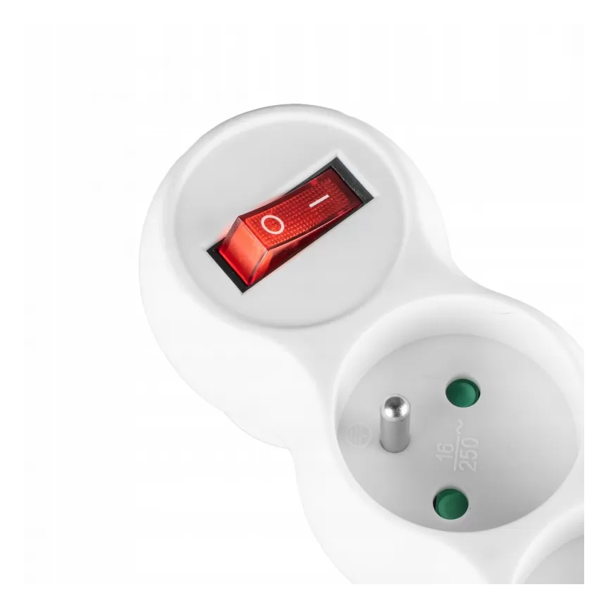 Rozbočovač zásuviek s vypínačom, 3 zásuvky