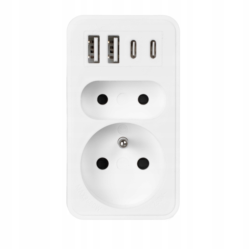 Rozbočovacia zásuvka 2× zásuvky + 2× USB-C + 2× USB-A
